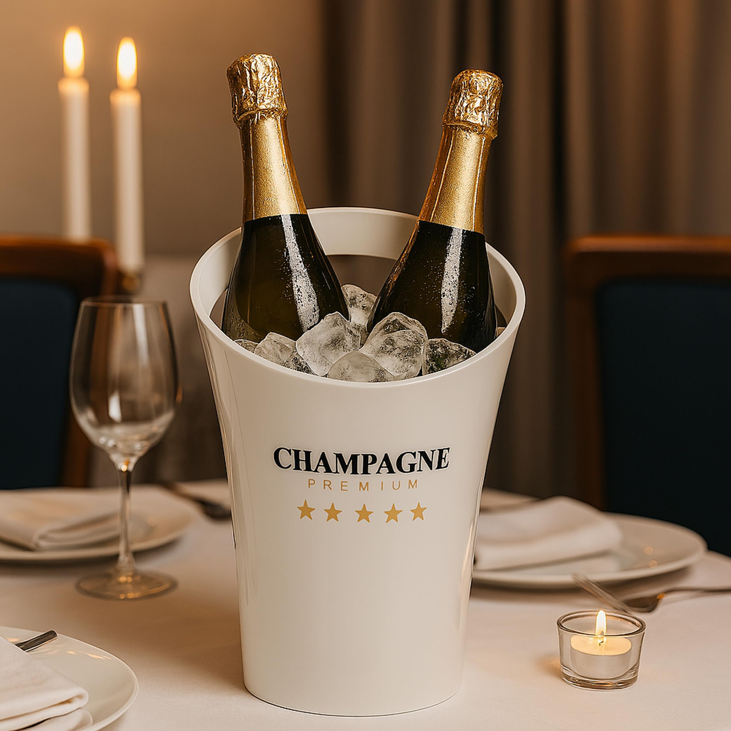 Relaxdays Secchiello per Il Ghiaccio, Glacette in Plastica Porta 2 Bottiglie Champagne e Spumante, 29,5 x 21,5 x 23,5 cm