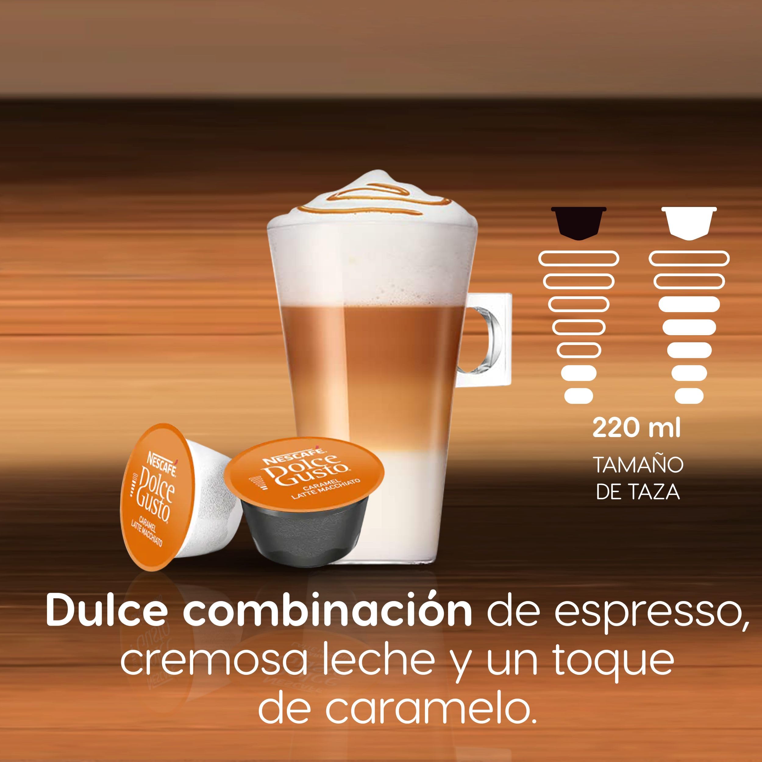 NESCAFÉ Dolce Gusto Cápsulas de Café Latte Macchiato Caramel, 48 Cápsulas (3 x 16), Originales para Cafeteras Dolce Gusto