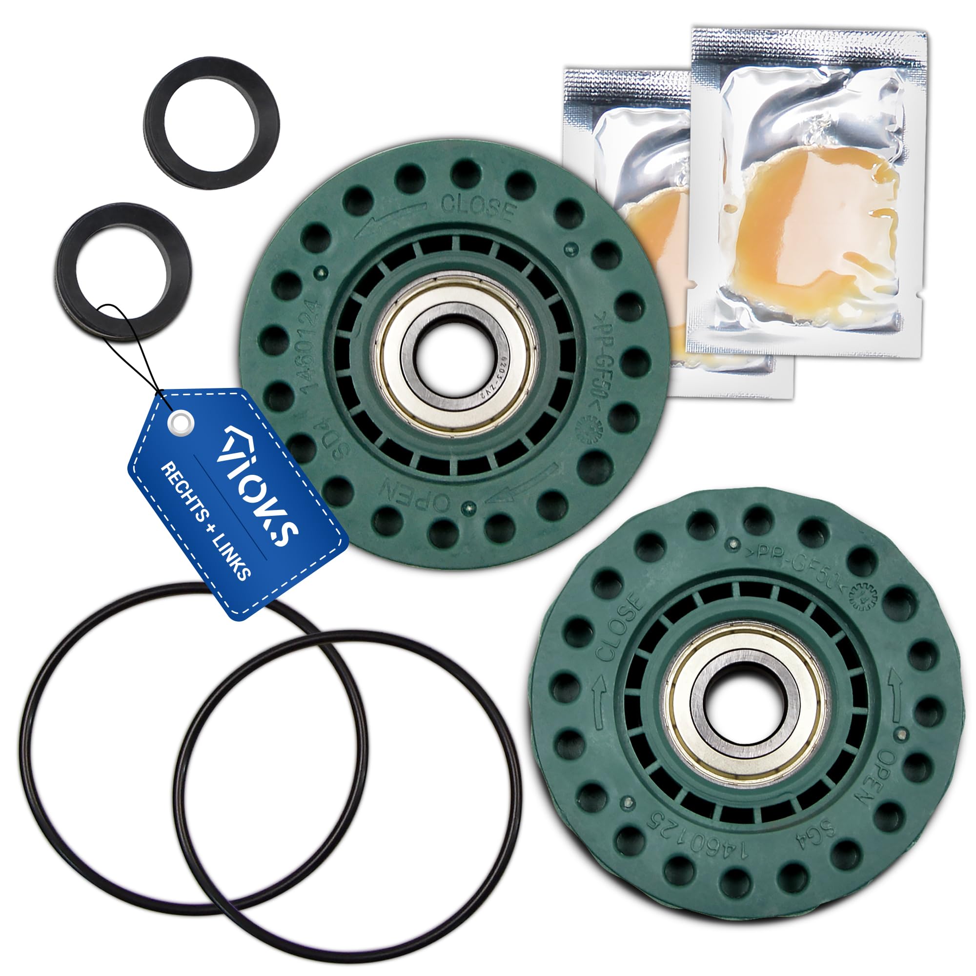 VIOKS Kit de roulement gauche et droit de rechange pour machine à laver AEG Elеctrolux Zanussi 4071430963 4071430971 - Kit de roulements avec roulement à billes, joint, joint torique, graisse pour