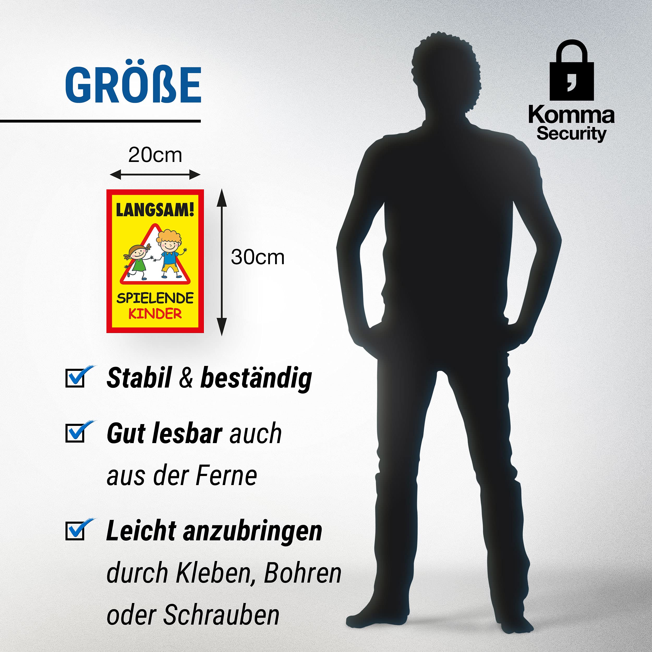 Warnschild „Achtung Spielende Kinder“ – 20x30 Cm, Wetterfest | Für Spielstraßen, Garagen & Hauswände