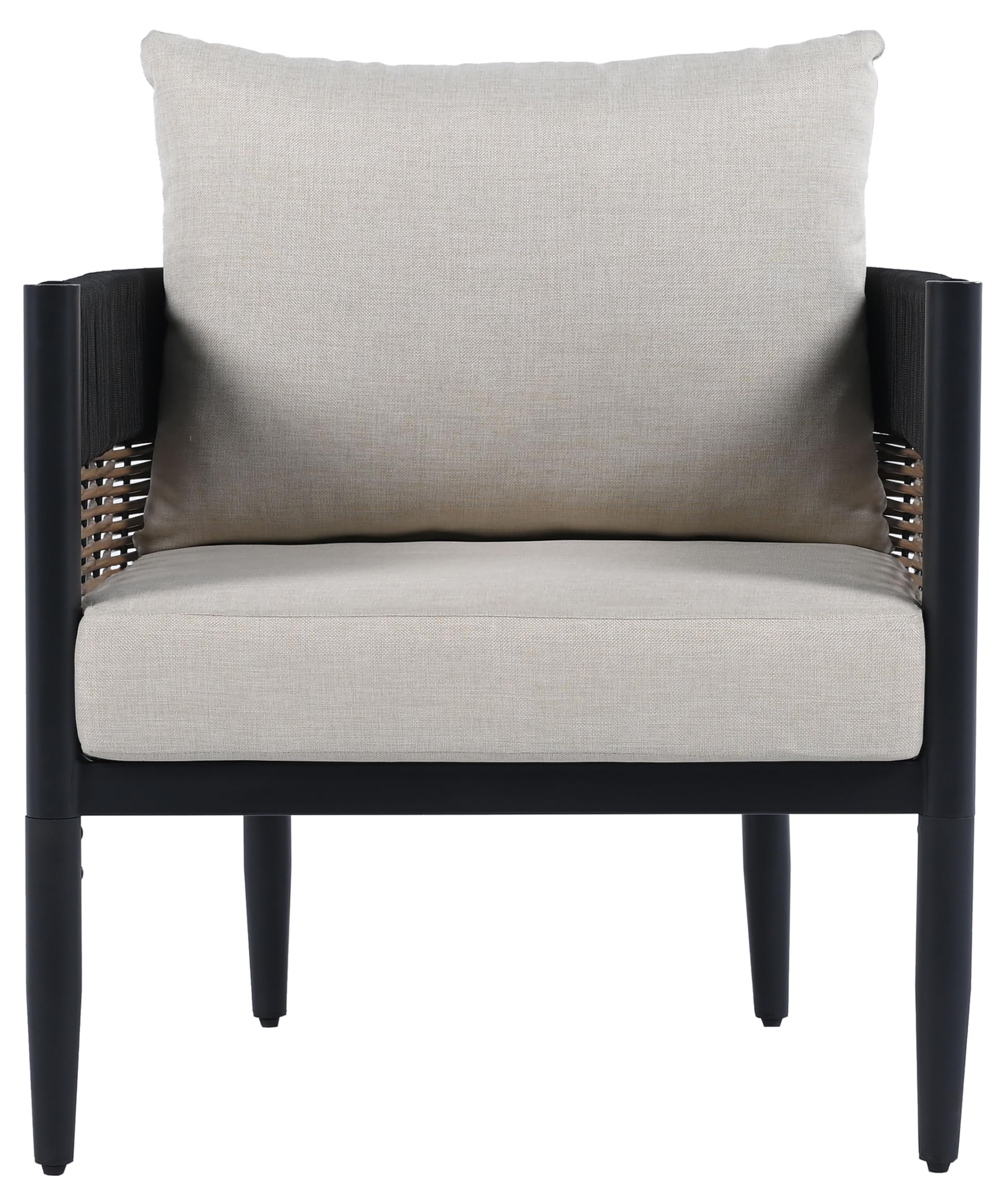 SAFAVIEH Outdoor Collection Harrison Black & Taupe Barrel Back Chair Set of 2