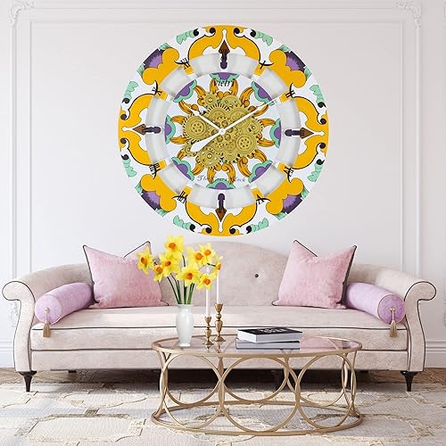 Miniatura 5 de The Gears - Reloj de pared con engranajes móviles (Vietri, redondo de 36 pulgadas)