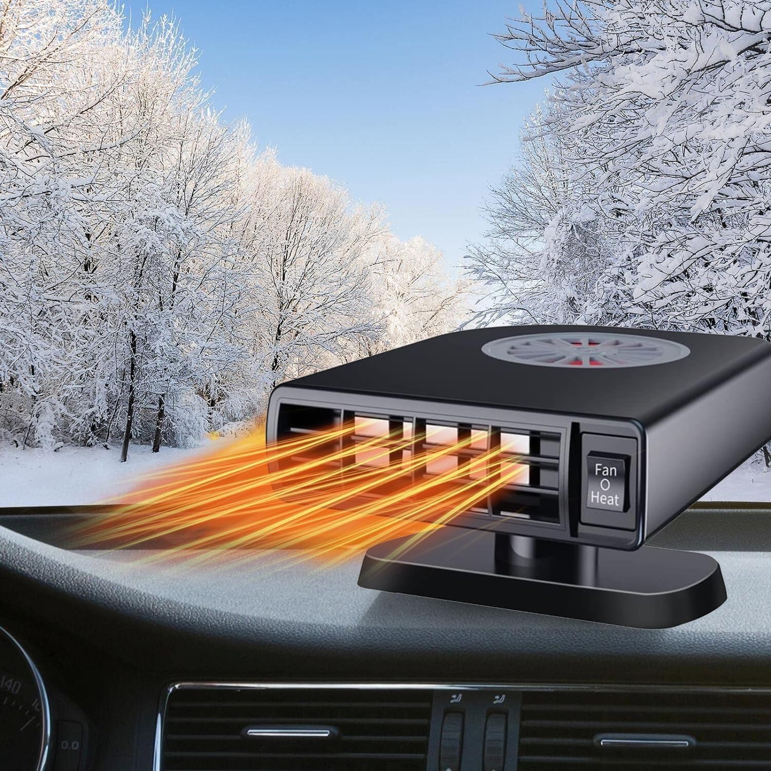 Product image of Portable Car Heater Fan, Car Defroster Defogger Heater, 2 in 1 Heating and Cooling Car Heater Defroster Anti-Fog, 360 °Rotatable Windshield Demister Defroster Plug in Cigarette Lighter 12V 150W