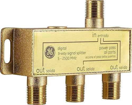 Miniatura 2 de GE 73756 - Divisor de cable coaxial digital de 3 vías, 2.5 GHz 5-2500 MHz, compatible con RG6, TV HD, satélite, Internet de alta velocidad,