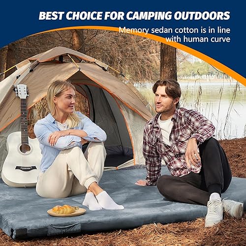 Vista 42 de CYMULA Colchón de espuma viscoelástica para campamento, tapete para dormir CertiPUR-US, colchón enrollable portátil para adultos, almohadillas