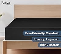 Vista 6 de Royale Linens Sábana bajera ajustable 100 % algodón orgánico, tejido de percal, sábana bajera súper suave con bolsillo profundo, sábana elástica