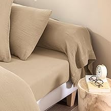 Taie de traversin 43x185 Gaze de Coton Beige Terre de Nuit NOA