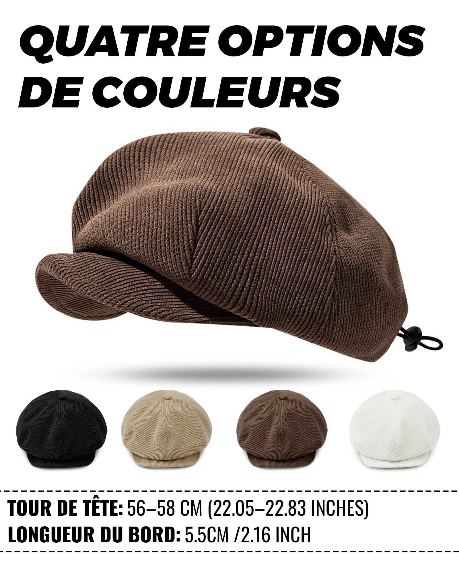 CLAPE Casquette Homme Gavroche Casquette Shelby Vintage Cotton Baker Boy Hat Casquette Newsboy Casquette Beret Homme Reglable