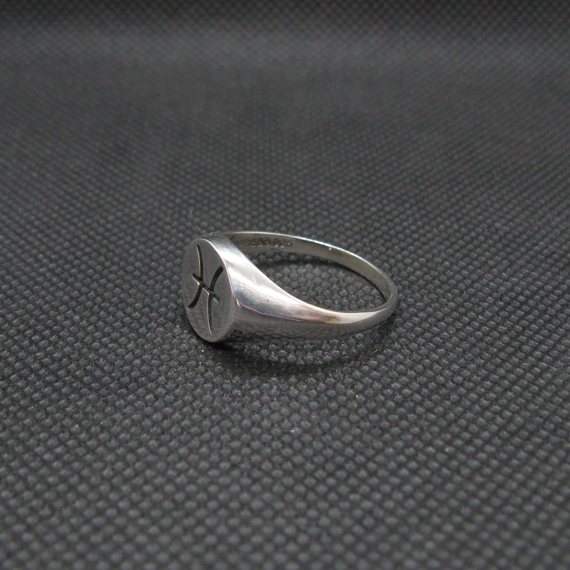 Bague en Argent Massif Poinçonner 925 Signe du Zodiaque Poissons R002128