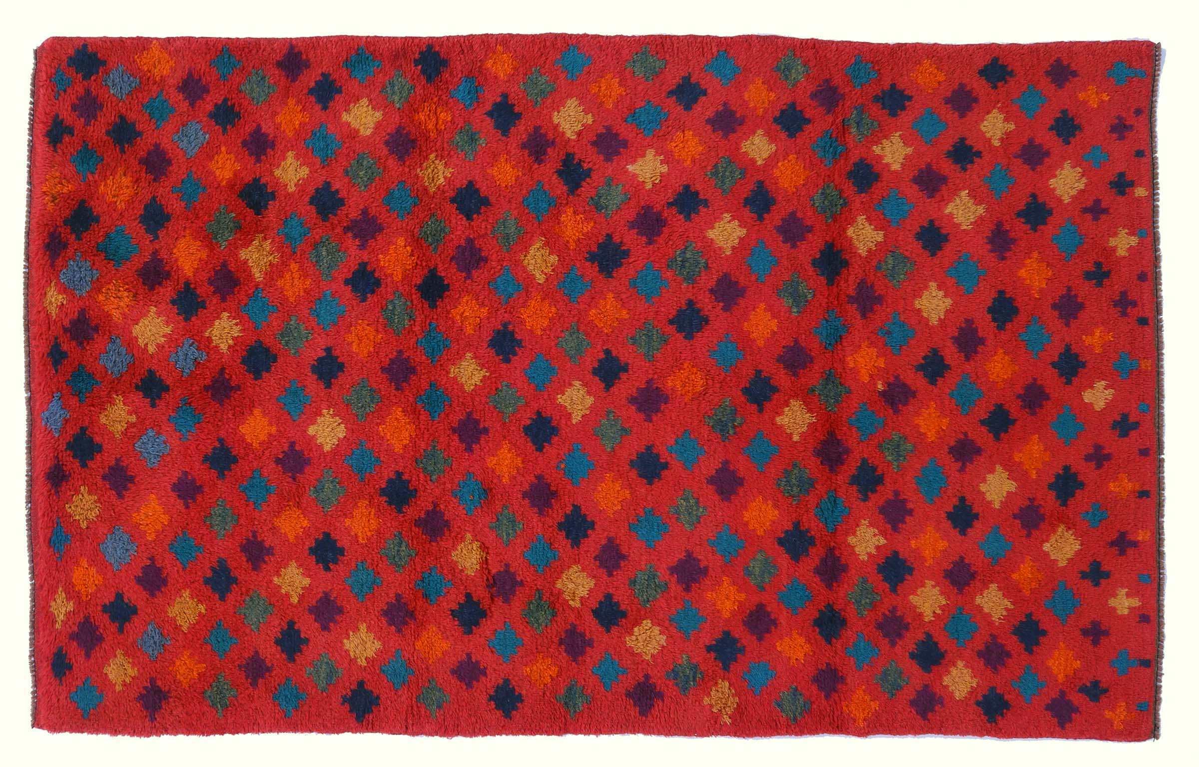 Tapis Gabbeh 120x180 cm orange en laine fait main pour un salon chaleureux
