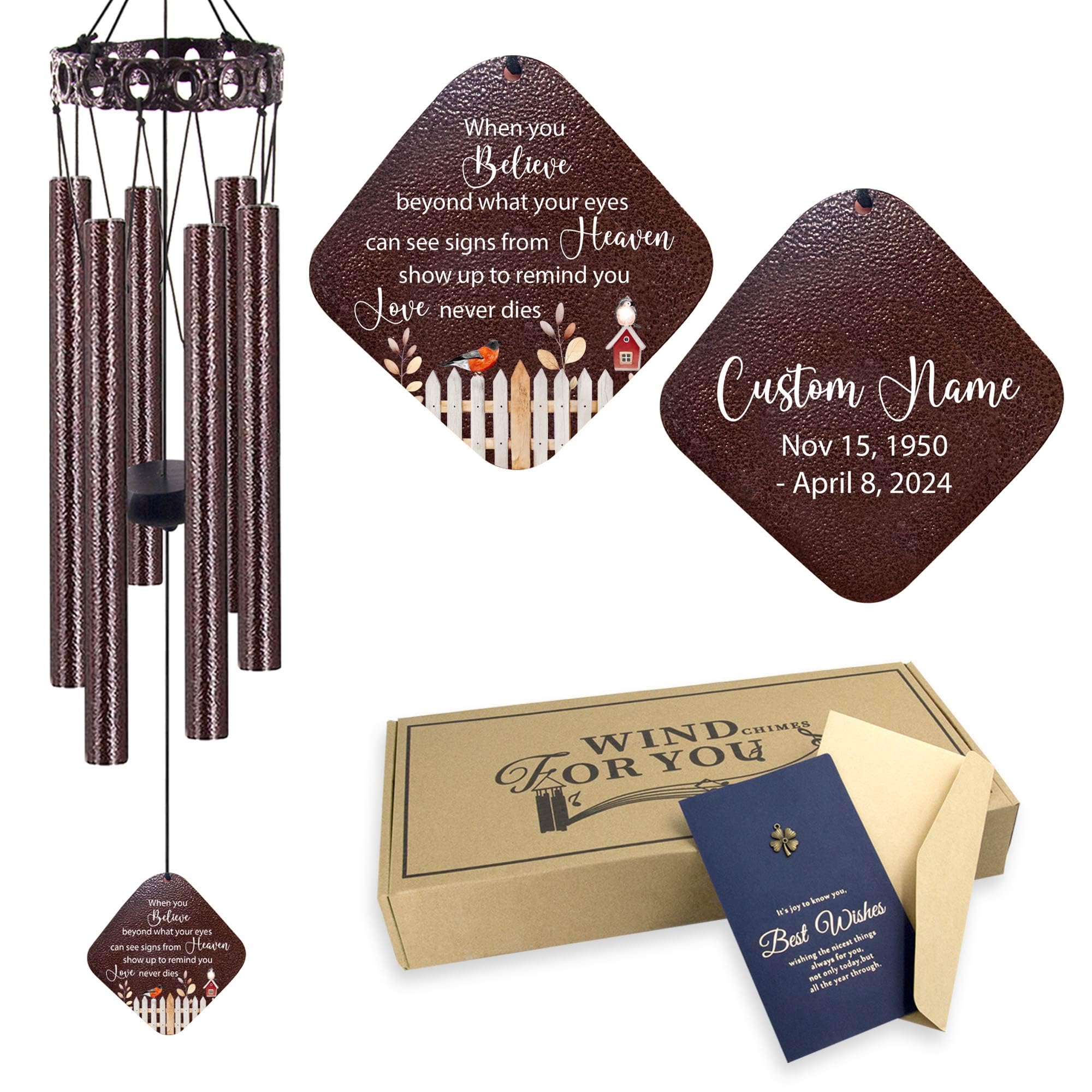 ASTARIN Personalized Memorial Wind Chimes, Customized Wind Chime for Loss of Loved One/Mother/Father, Wind Chimes for Outside Garden Decoration, Sympathy Gifts for Women/Man