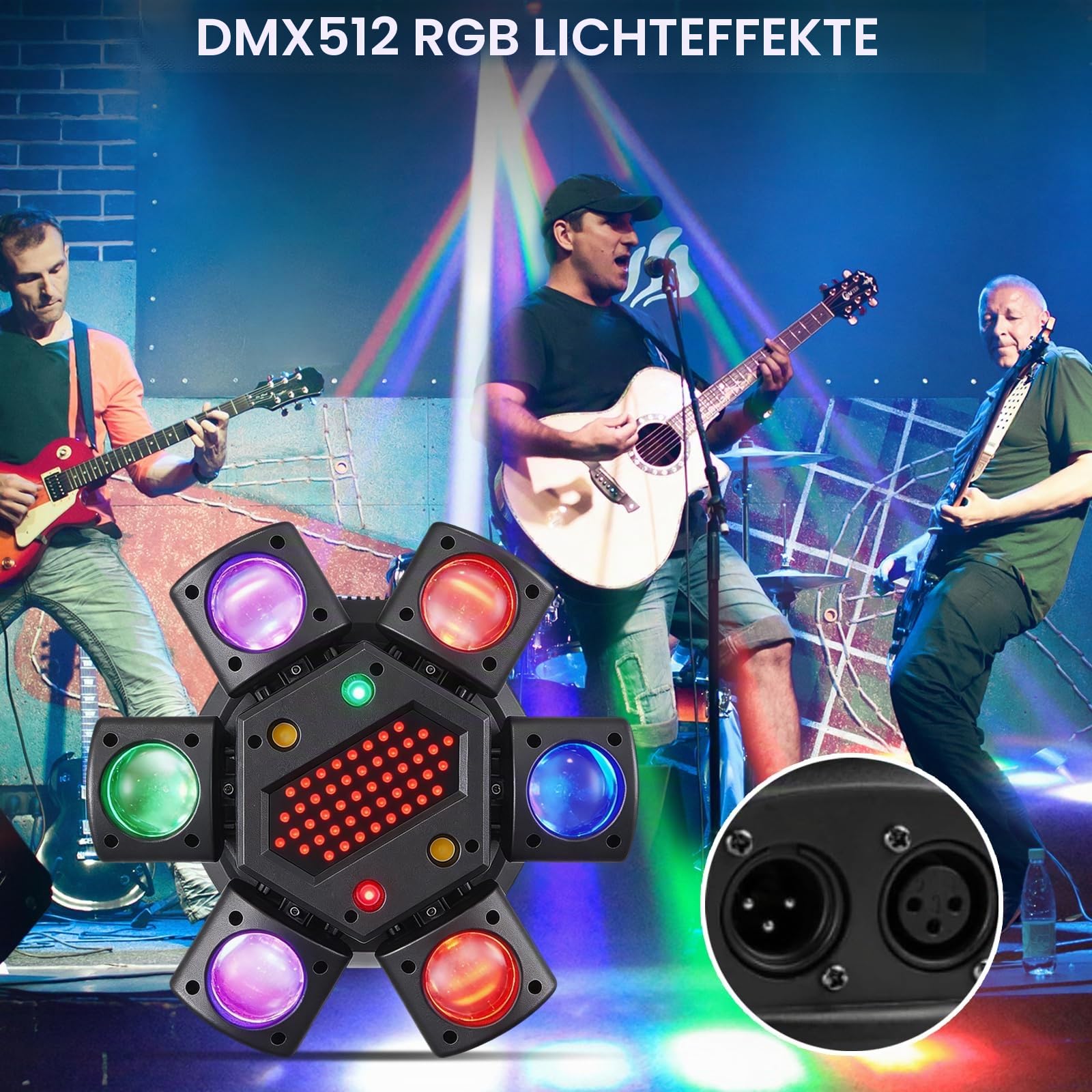 Moving Head Discolicht Partylicht, DMX512 RGB Beweglicher Scheinwerfer 6 Lichtarmen Strobe Effekt für Party KTV Familie Hochzeit Geburtstag Halloween