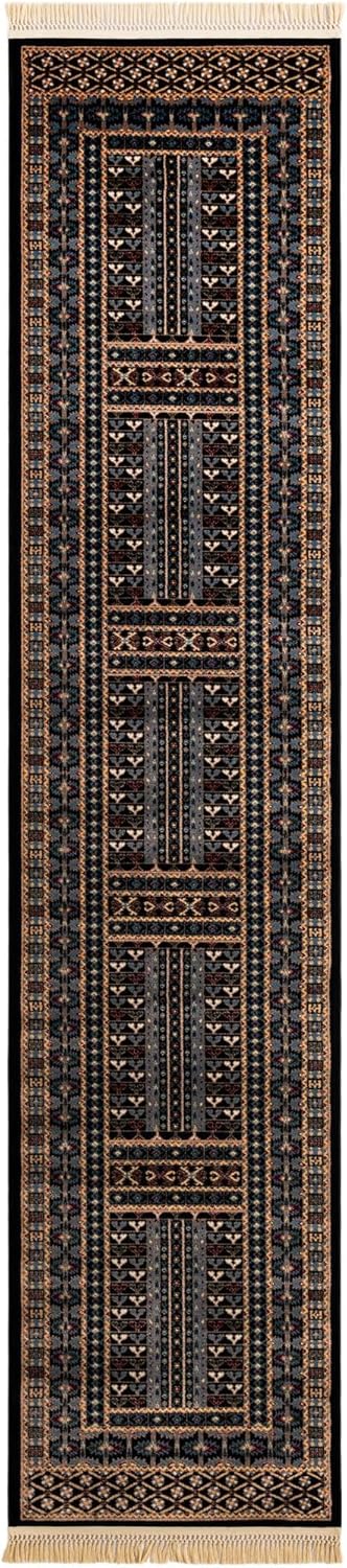 Rugs.com - Bokhara Collection Rug – 12 Ft Runner Black Easy-Clean Runner Rug for Hallways, Entryways, and High-Traffic Areas