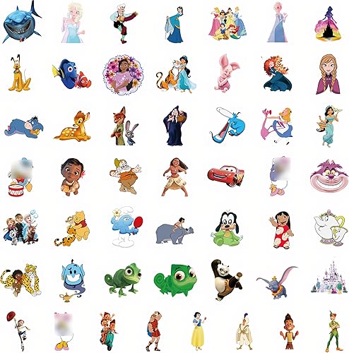 Miniatura 3 de CUUPAA 100 calcomanías de dibujos animados mixtas, calcomanías clásicas de personajes de dibujos animados kawaii para botellas de agua, portátiles,