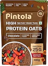 PINTOLA 25g High Protein Oats 400g, Dark Chocolate,No Refined Sugar, with Almonds Raisin, Pumpkin and Chia Seeds, 8g Fibre, Rolled Oats for weight loss, Breakfast Cereals | Gluten Free