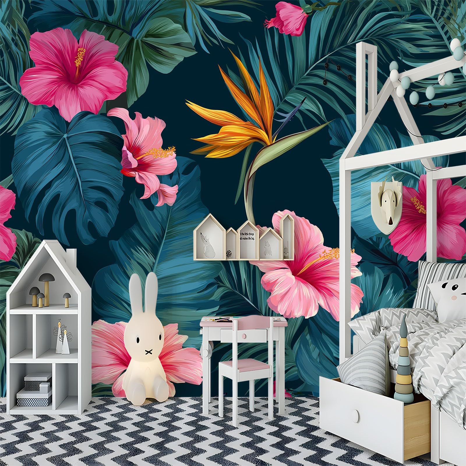 Papel Pintado Hiperrealismo 300 x 210 cm Vegetación Y Flores De Paisajes Tropicales Fotomurale 3D, Fotomurales Pared Tejido No Tejido Murales Fotográfico - Moderno Decoración De Paredes, Verde
