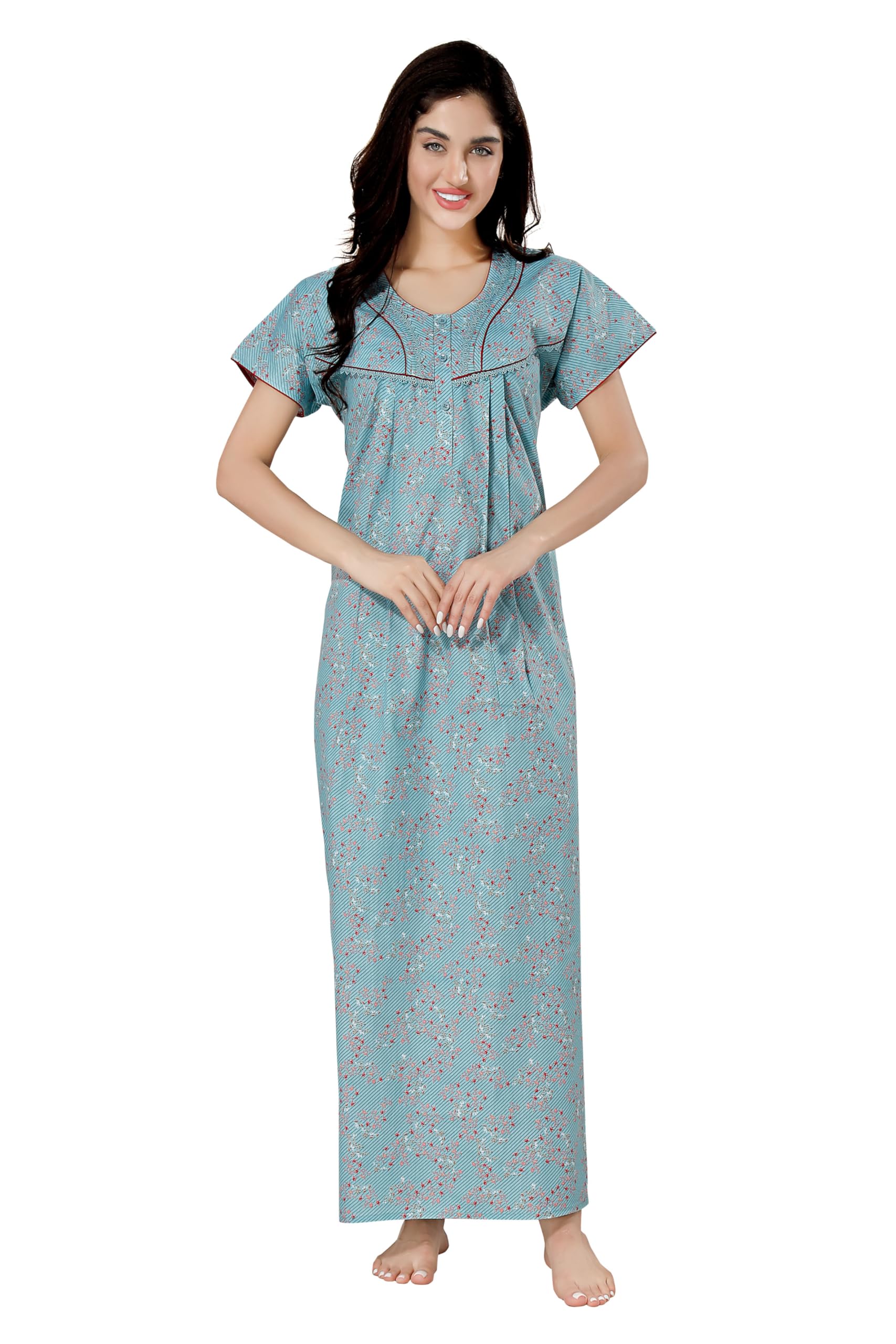 soulemo Women's Pure Cotton Floor Length Nighty 1667-picture-30