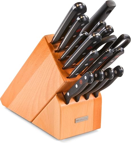 Gourmet Knife Block Set, One Size, Beechwood Block, Stainless Knives