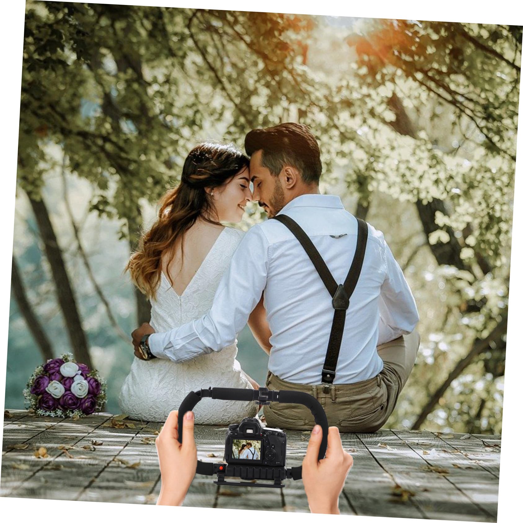 IMIKEYA Stabilizzatore per fotocamera DSLR Portatile Manico Antiscivolo e Foro a Vite 1/4 Supporto per Telefono e Videocamera Compatibile Fotocamere Sportive e Registrazione Professionale