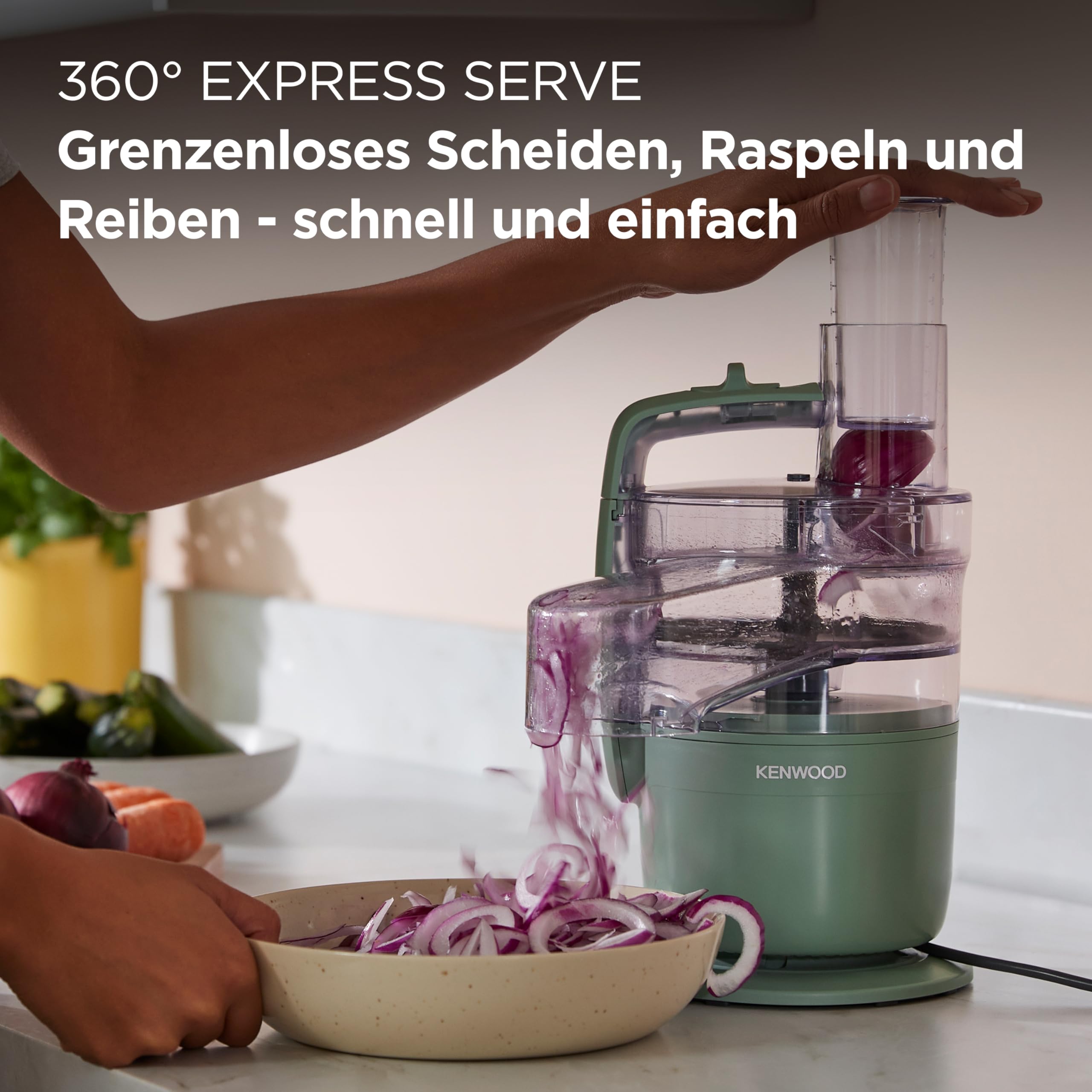 Kenwood MultiPro Compact wielofunkcyjny robot kuchenny z funkcją Express Serve, ostrzem ze stali nierdzewnej, tarczami do krojenia i tarką, osobisty blender 600 ml, funkcja pulsu, zielony eukaliptus