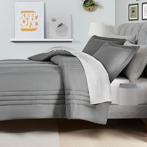 Juego de edredón de tamaño matrimonial acolchado a rayas, elegante juego con edredón, protector de colchón, juego de sábanas y fundas de almohada, disponible en Yaxa Guatemala