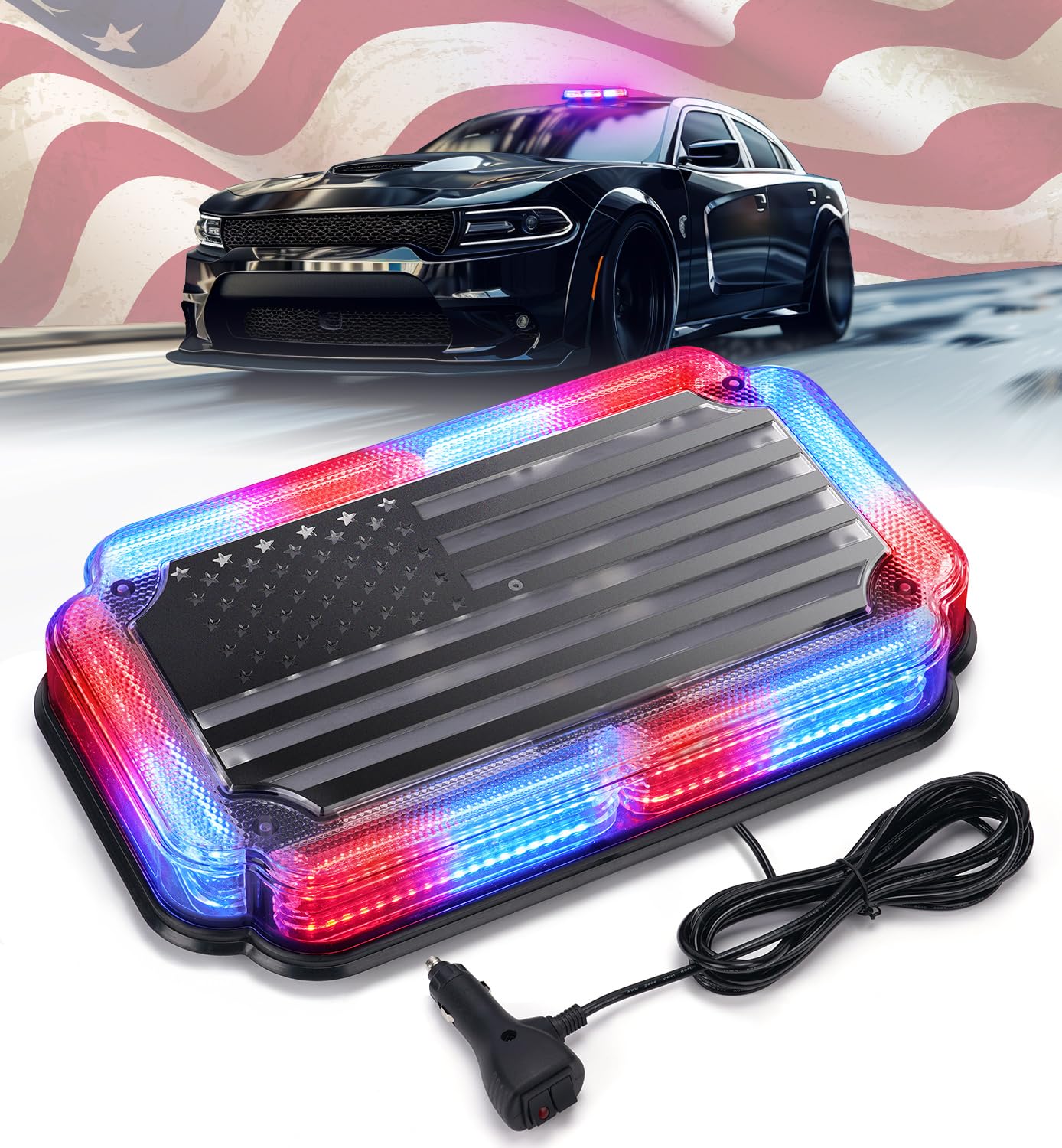 Snapklik.com : 108 LED Roof Top Strobe Light, US Flag Pattern Police ...
