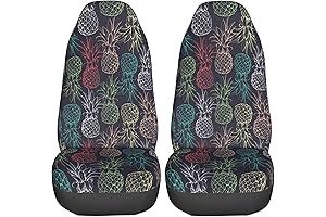 Seamless Pineapple Tropical Colorful 2 Pcs Car Seat Covers Set