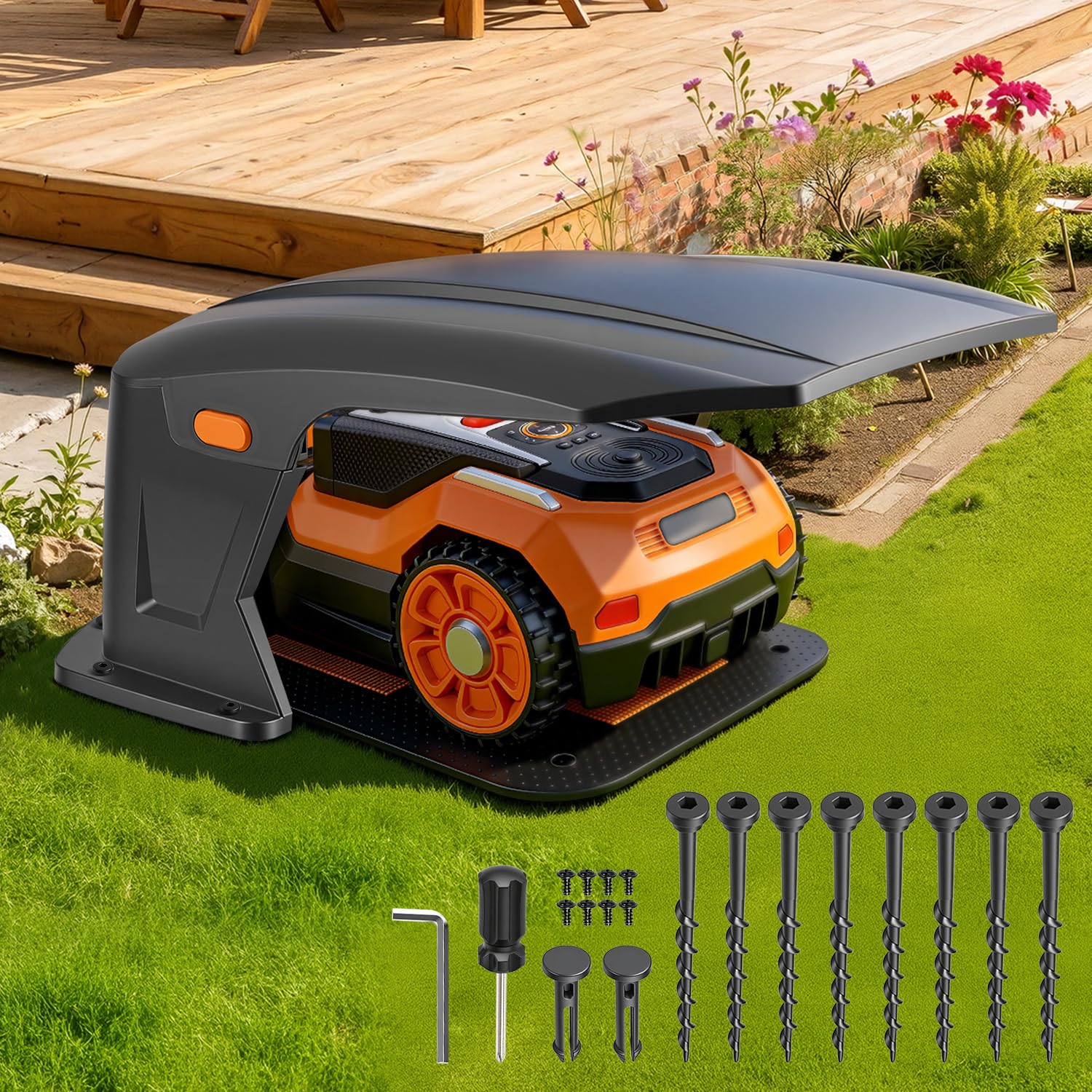 Garaje plegable para robot cortacésped, estación de carga compatible, cubierta protectora para robot cortacésped, accesorios para robot cortacésped, sin bloqueo de señal, protección UV