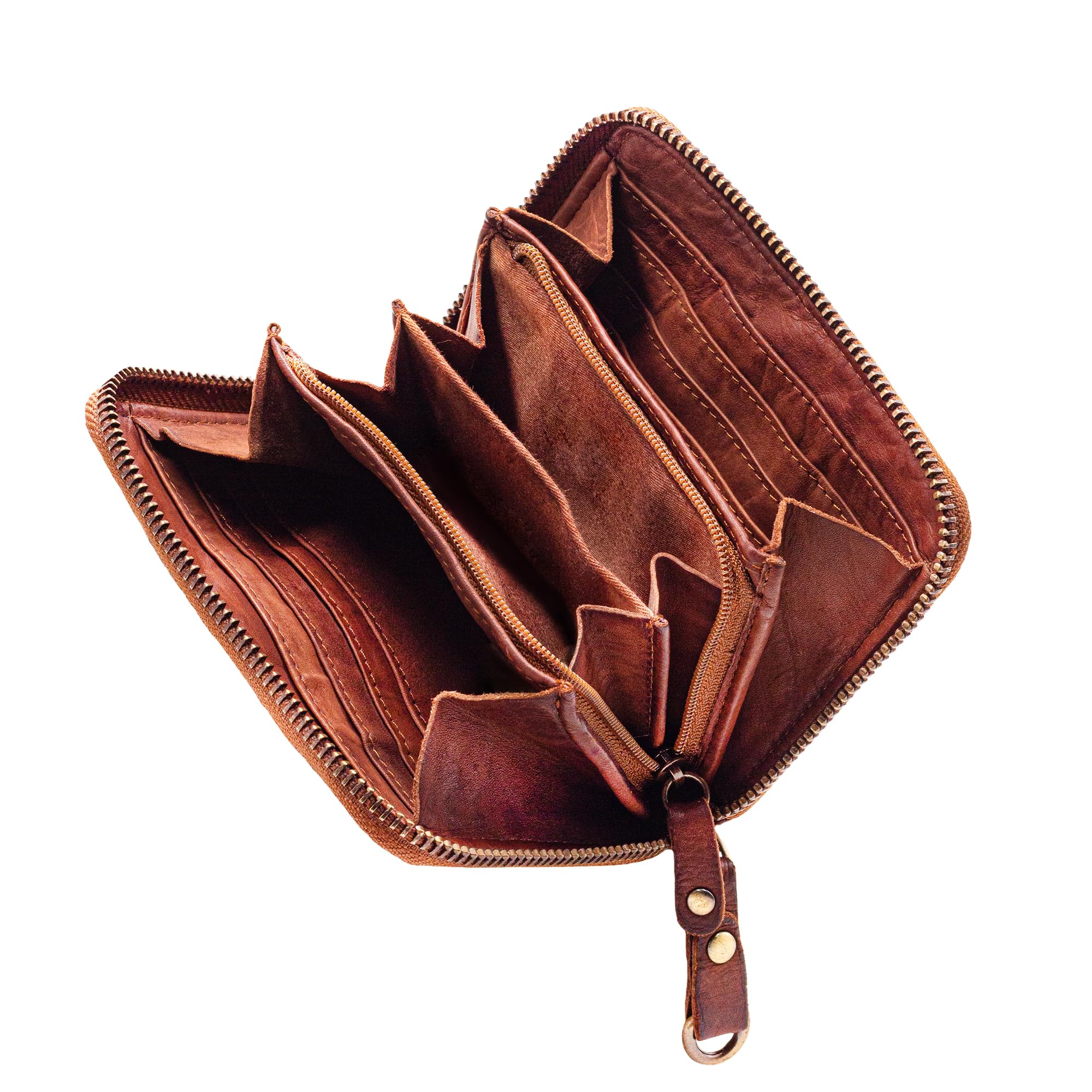 Paris' Womens Leather Purse RFID Vintage Ladies Wallet Card Holder with NFC Protection Slim Leather Purse with Coin Pouch Genuine Leather, Toskana - Washed Cognac, S, Coin Pouch-image-49