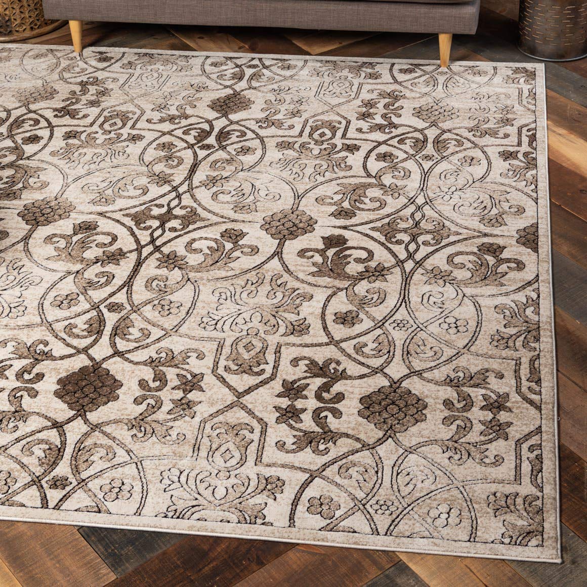 Unique Loom Rushmore Collection Area Rug - Washington (8'Square, Dark Beige/ Beige)