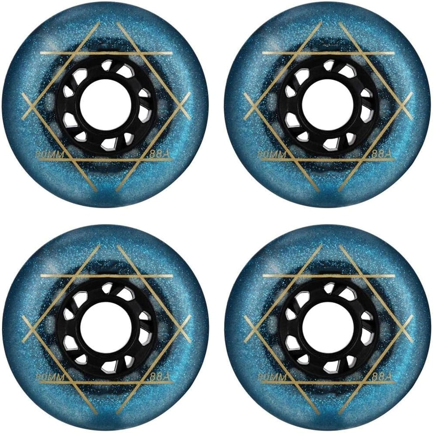 Inline Skate Replacement Wheels Outdoor & Indoor 88A Inline Replacement PU Wheels - 72/76/80mm for Inline Skate Street Surf,Blue,76mm
