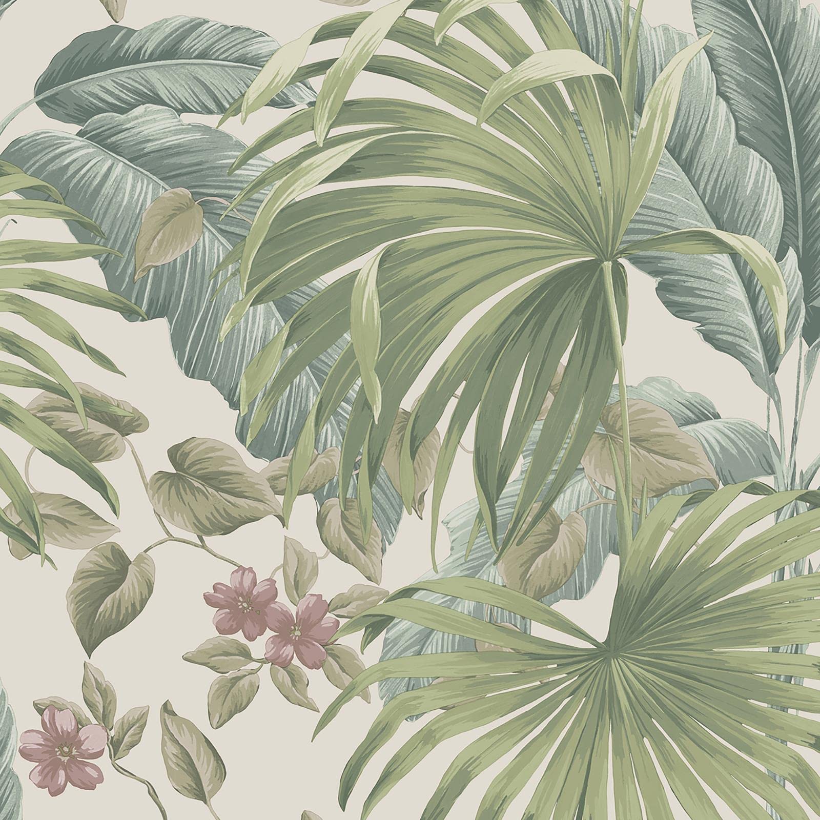 Belgravia Green Decor Retreat Leaf Wallpaper Pink/Beige 54447 Tropical Floral