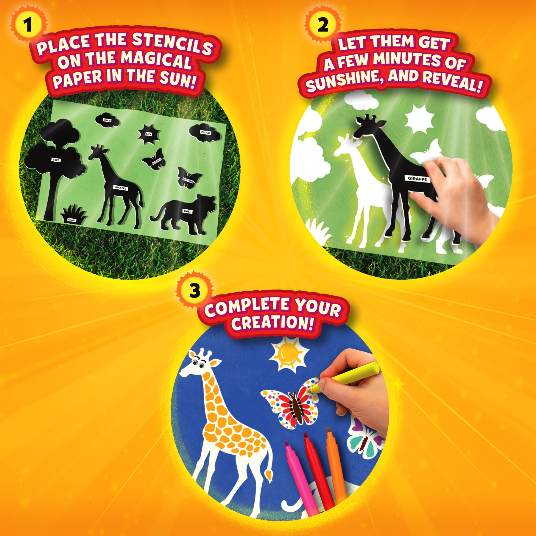 Skillmatics Sun Paper Art Kit, STEM Craft Kit for Kids with Decorative Paper Stencils & Markers, Create with Sunlight - Image 3