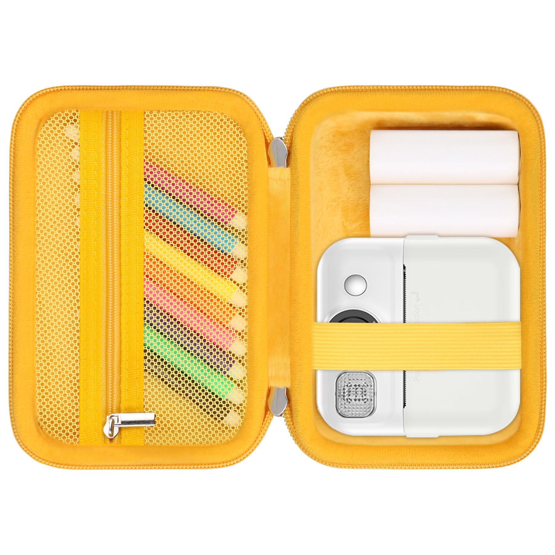 RAIALL Camera Case for BOFIDAR Instant Print Kids Camera, BOFIDAR Printable Camera Digital Camera Carrying Case, Mesh Pocket for Print Paper and USB Cable, Yellow