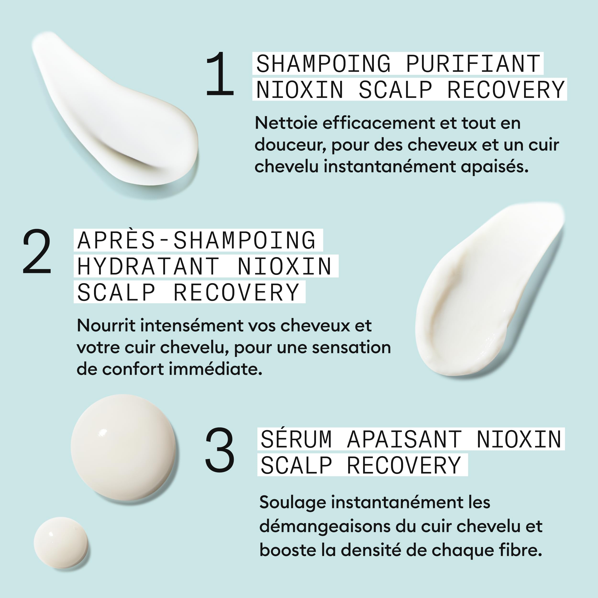 NIOXIN Scalp Recovery - Antipelliculaire et Anti-Démangeaisons - Kit/Shampoing/Après-Shampoing/Sérum apaisant/Exfoliant