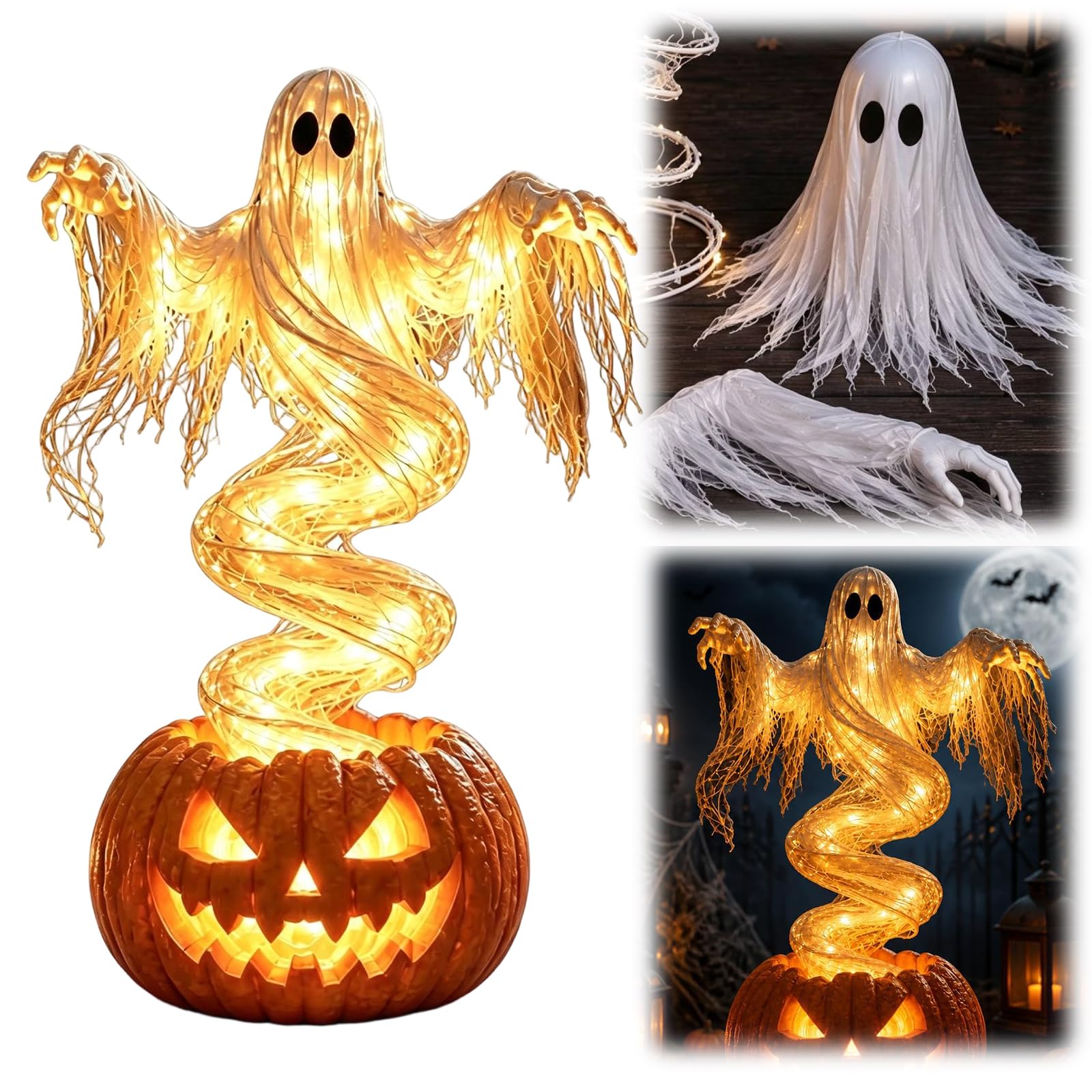 Ghostly Lights Halloween decorazione giardino rotante LED lampada | Ghostly Lights Halloween Si Posa Facilmente Nel Prato E Resiste Alle Intemperie Per Il Riutilizzo