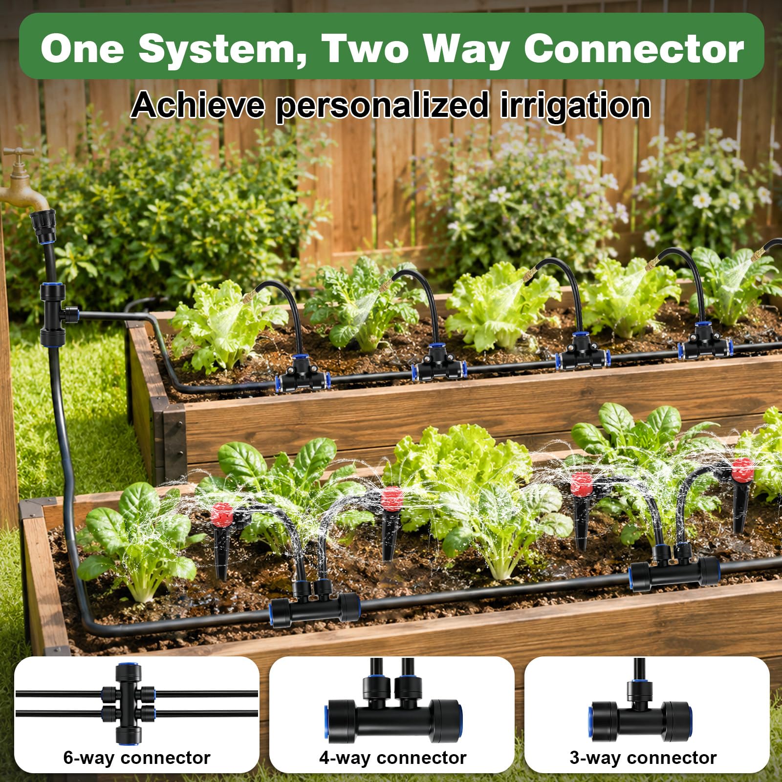 Sistema de riego automático de 360 ° para jardín, 30 m, 20 emisores con estaca + 10 boquillas de cobre ajustables, 12 mm+6 mm, sistema de riego por goteo y sistema de refrigeración por niebla para