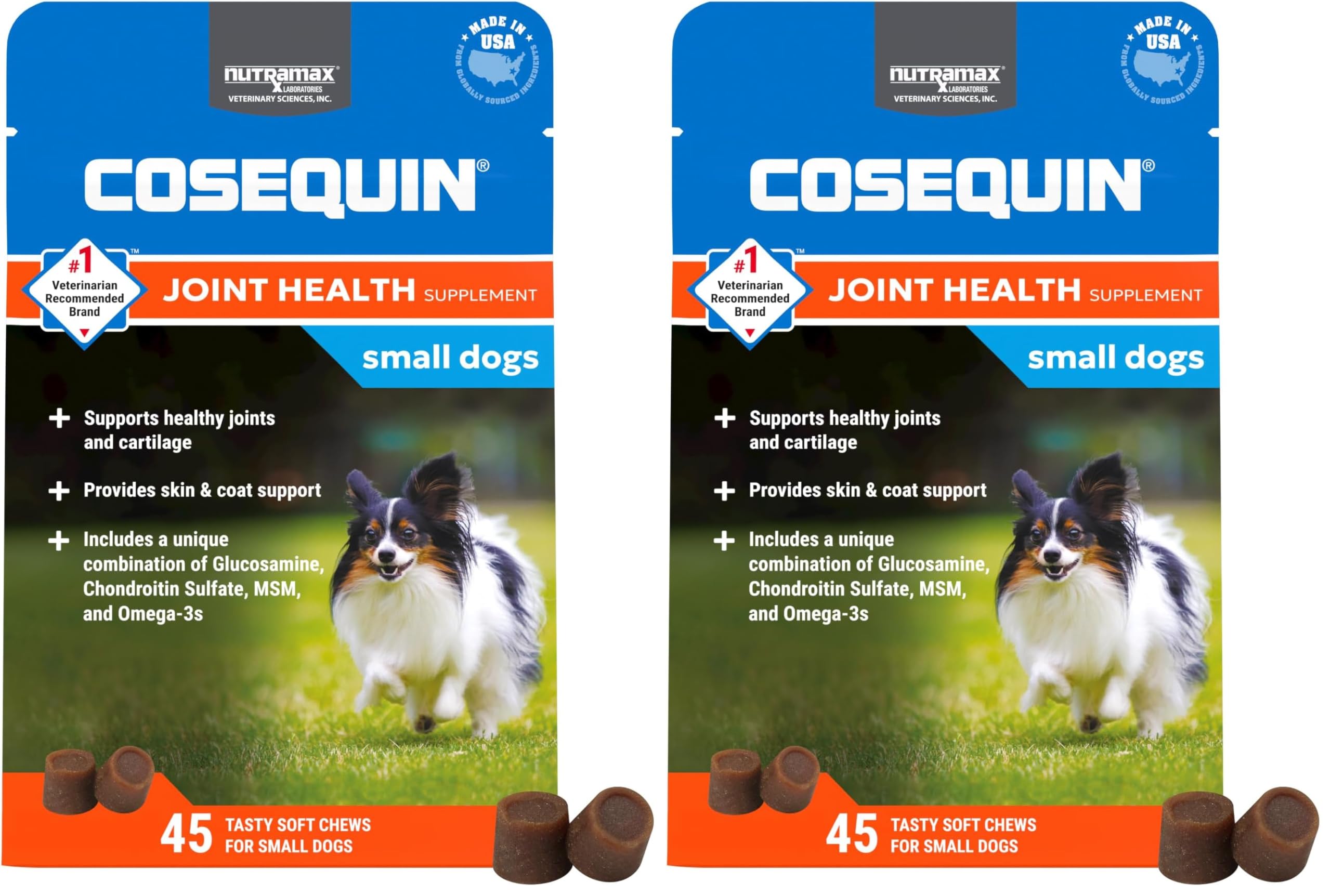 Cosequin Minis Soft Chews Maximum Strength with MSM Plus Omega3,45 Count (Pack of 2)
