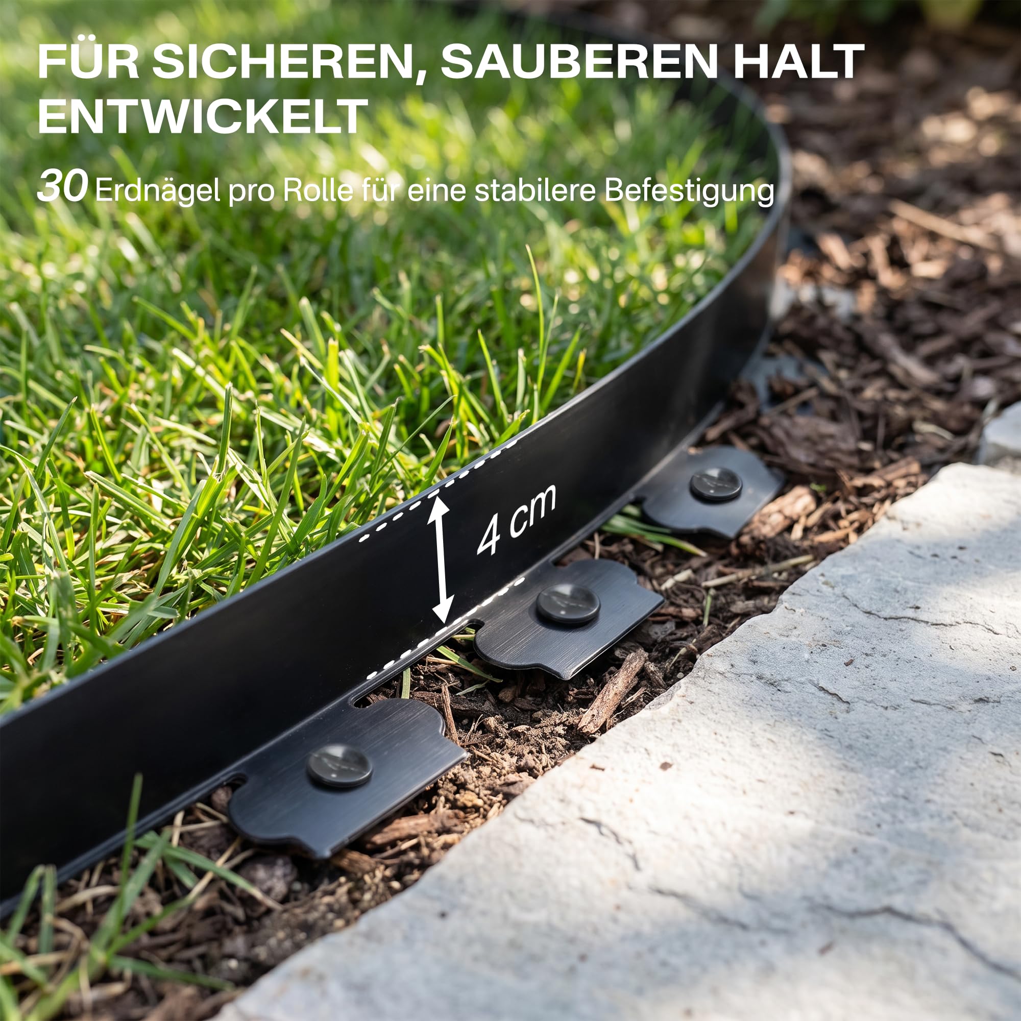 Flexible Rasenkante Kunststoff 30M Höhe 4cm Schwarz