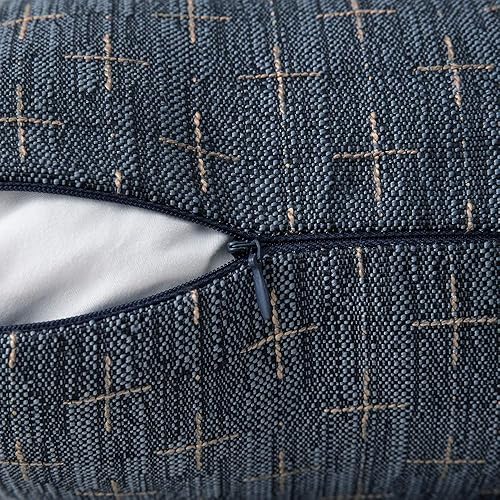 Miniatura 3 de MIULEE Paquete de 2 fundas de almohada decorativas de lino de arpillera, mezcla de 18 x 18 pulgadas, rellenos de almohada para sofá, cama, color azul