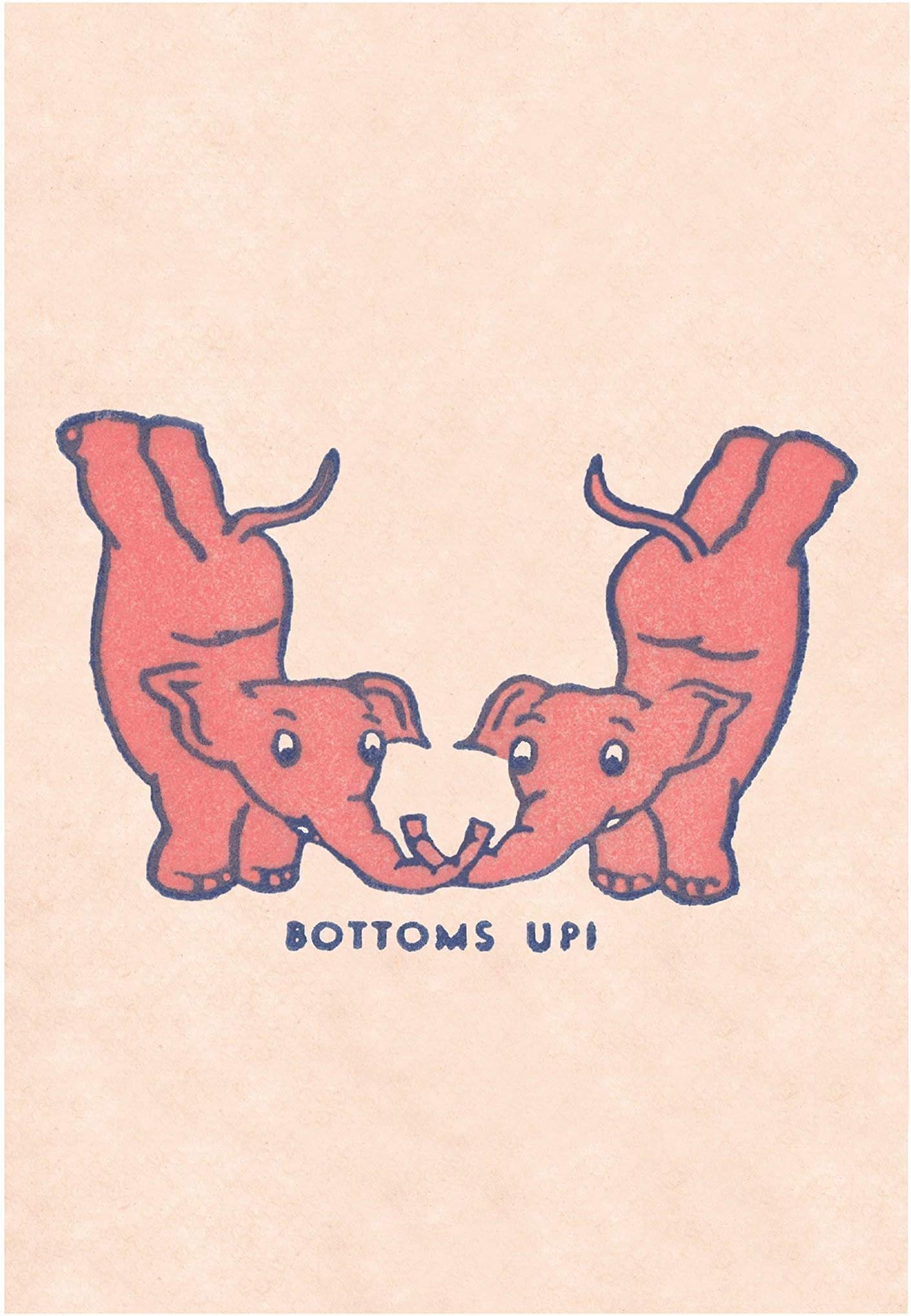 Bottoms Up - Vintage Pink Elephants Retro 1930s San Francisco Absinthe Cocktail Art Print