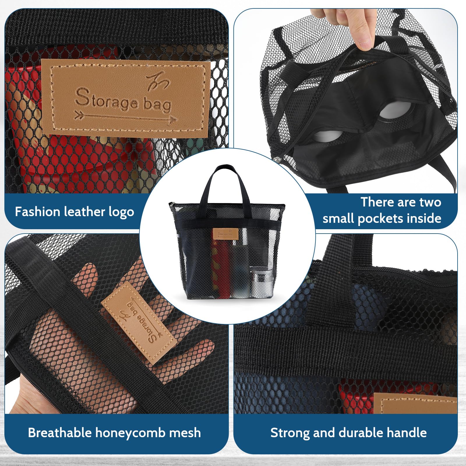 Molain Bolsa de ducha de malla, bolsa de playa portátil de gran capacidad, organizador de baño, bolsa de ducha de viaje para viajes, gimnasio, natación, playa