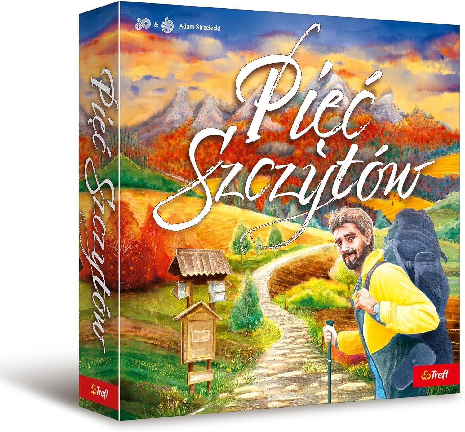 Trefl - Cinque Peaks - Gioco da tavolo per famiglie sull'escursionismo in montagna, carte d'azione, tavolo costruito durante il gioco, bellissime illustrazioni, per adulti e bambini dai 9 anni in su