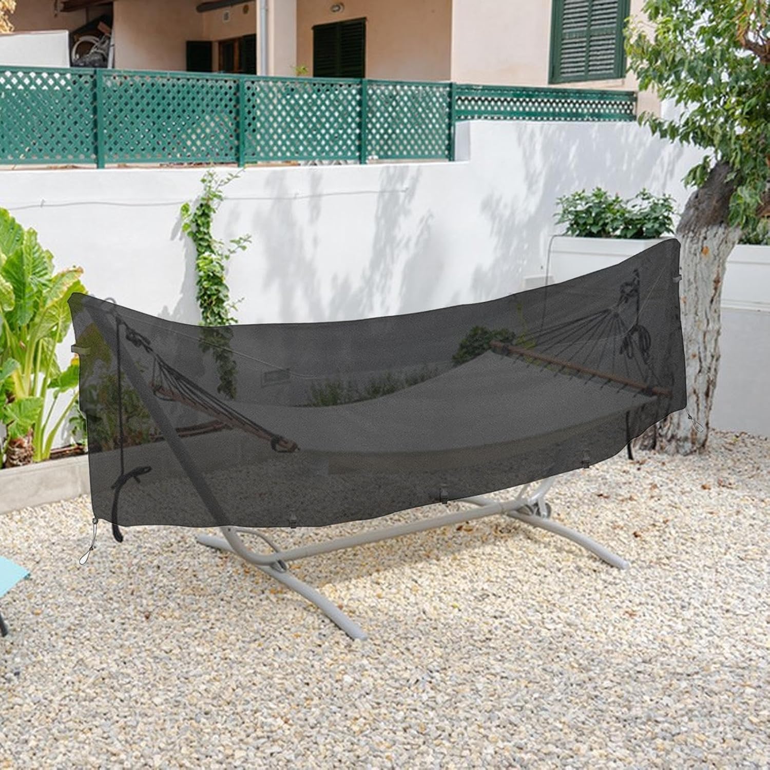 Housse de hamac imperméable avec sac de rangement – Bâche Oxford 210D durable pour extérieur, support de hamac de jardin, taille réglable, 370 x 140 x 93 cm, couleur marron