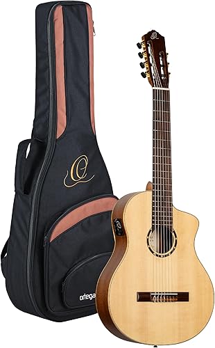 Family Series Pro - Guitarra clásica de nailon acústico eléctrico de 7 cuerdas con bolsa