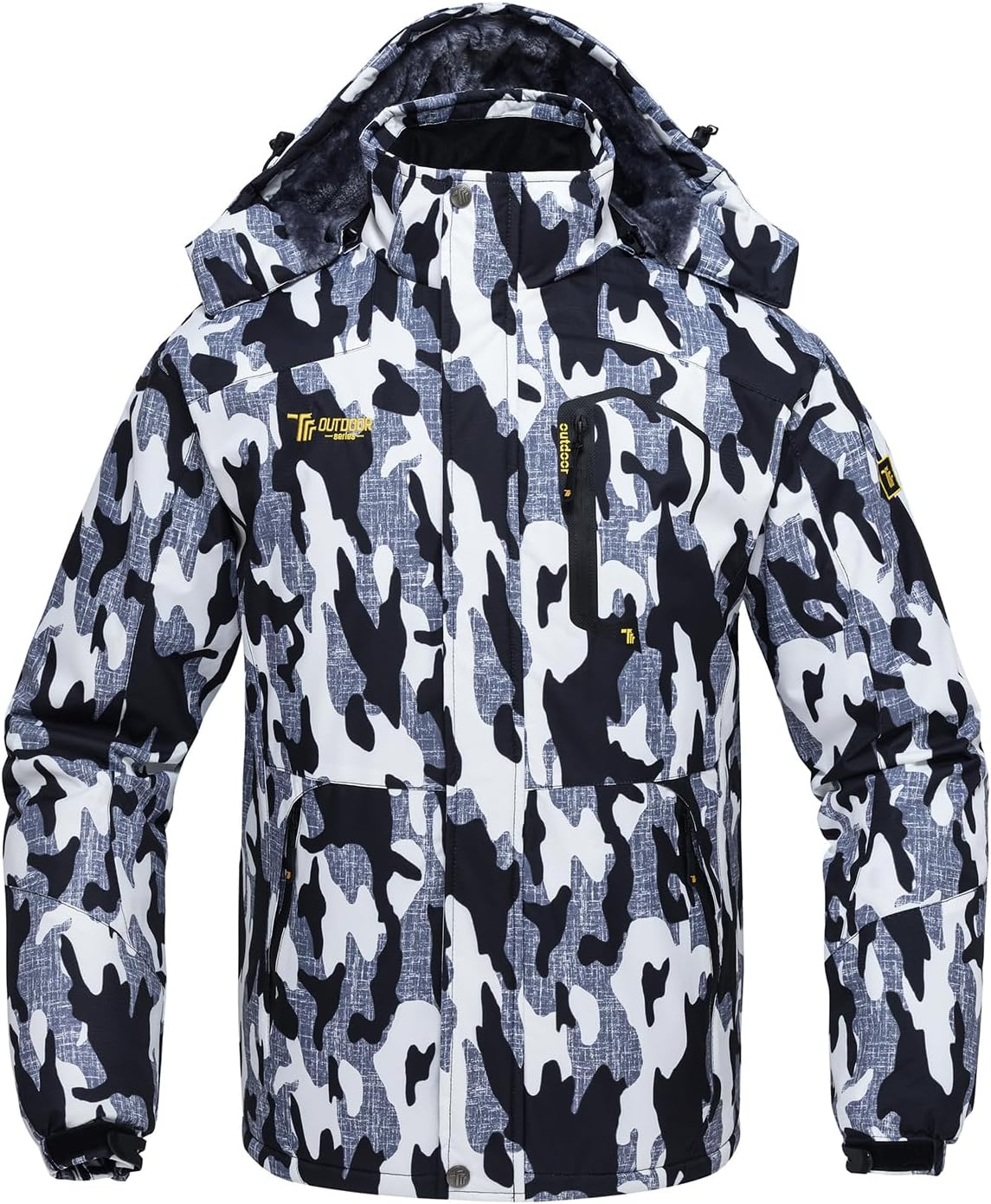 Rdruko Men's Ski Snow Jacket Waterproof Insulated Fleece Outdoor Mountain Hooded Winter Coat
