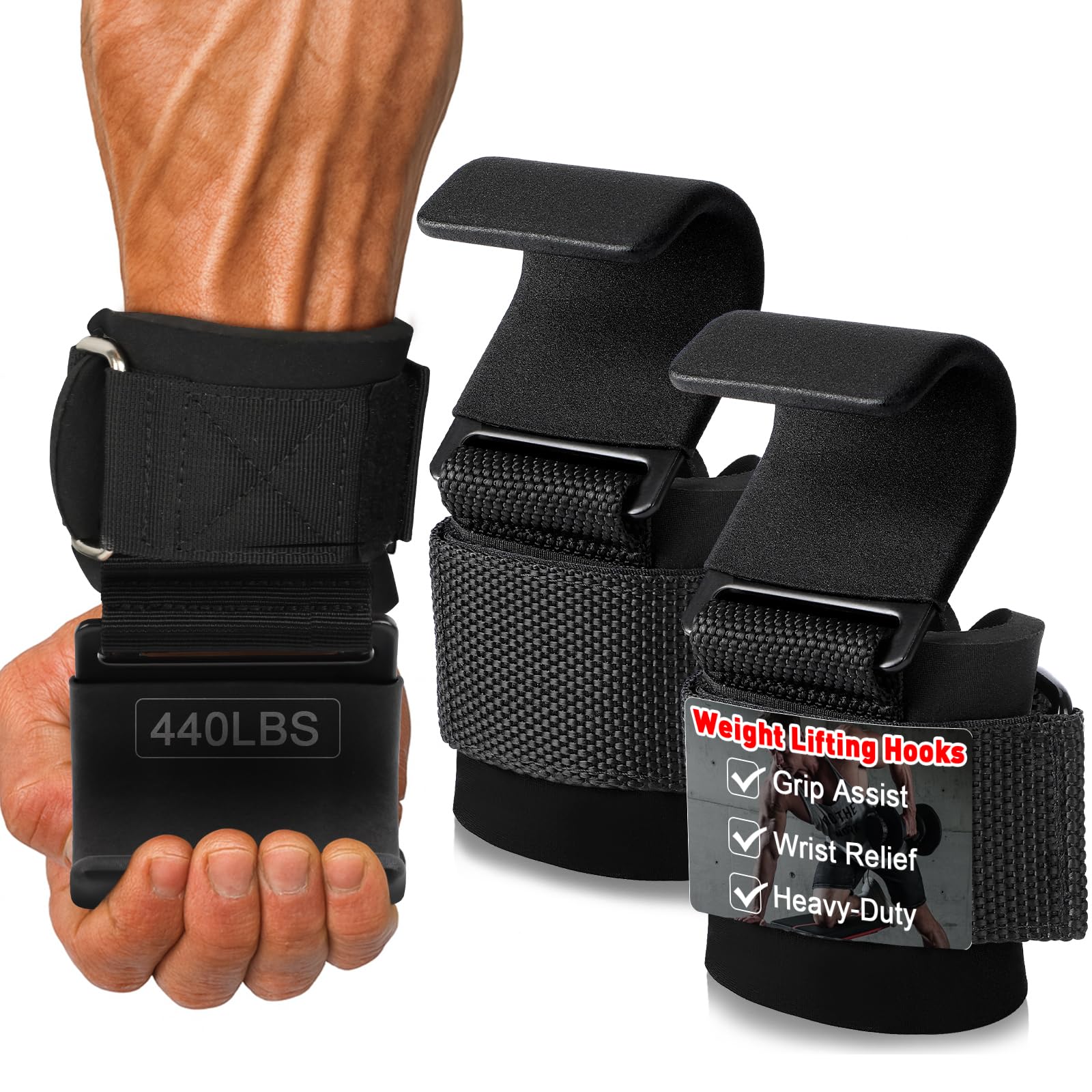 TOPOKO 2 ganchos de levantamiento de pesas para levantamiento de pesas, correas de levantamiento de pesas, guantes de gimnasio
