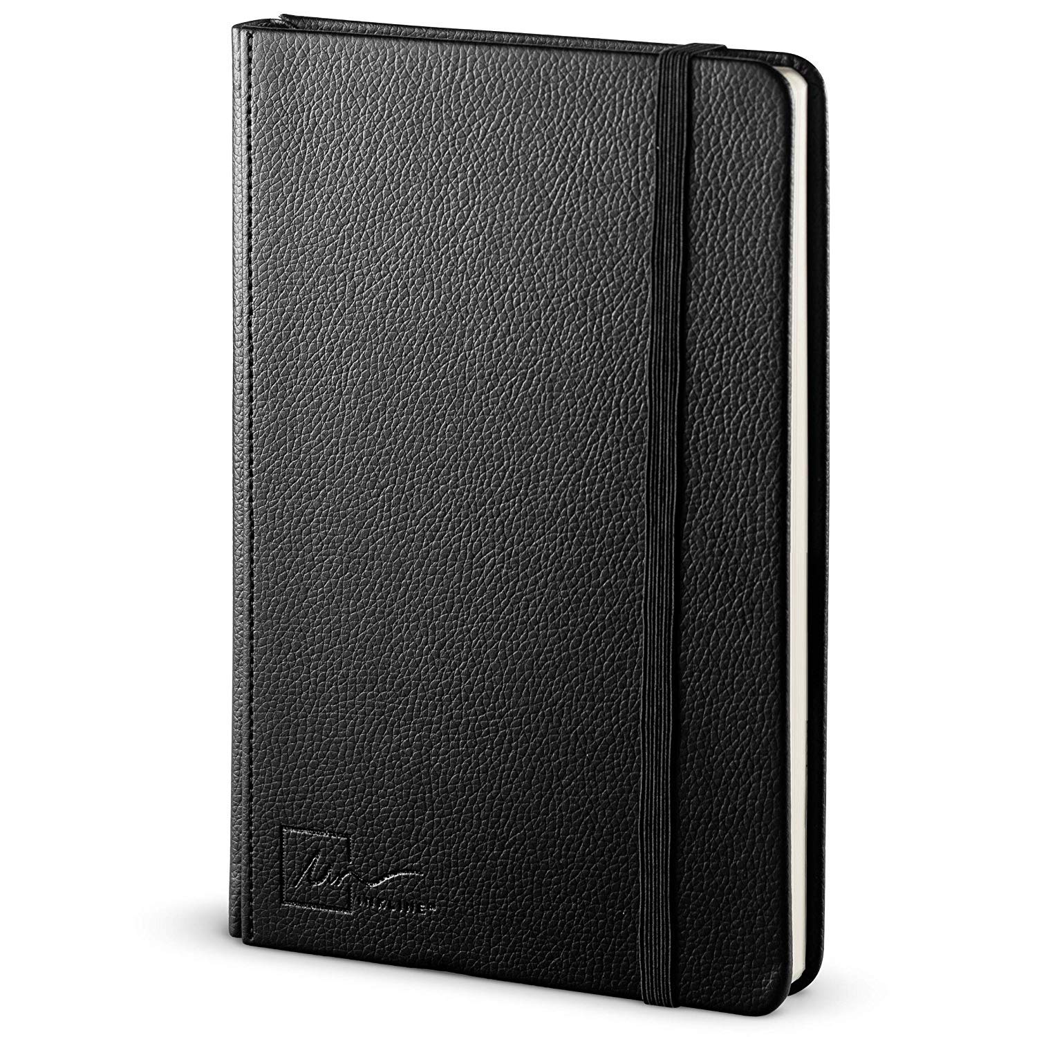 Classic Executive Dotted Notebook | Sleek Bullet Grid Journal With Black PU Leather Hardcover, Elastic Closure, Inner Storage Pocket | Minimalist Notepad With 190 Thick, Numbered Pages | A5 (91260)