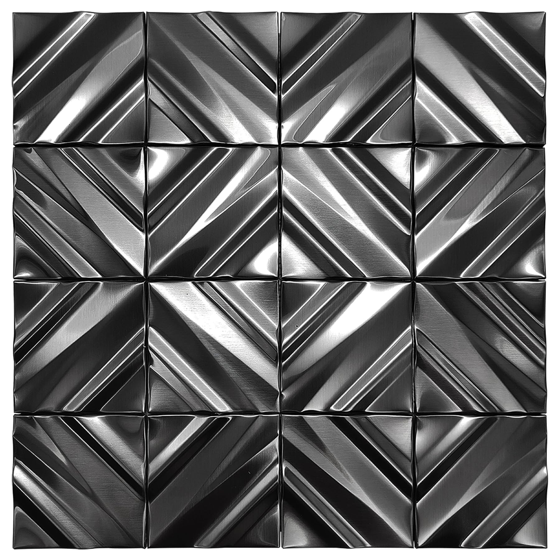 BLUJELLYFISHBlack Backsplash Tile for Kitchen Bathrrom Chevron Accent Wall Tiles 3D Wall Panels Modern Textured Decorative Tile for Luxury Home (Pack of 5)
