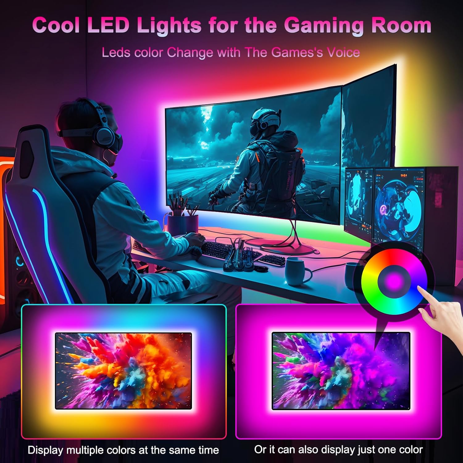 Daymeet RGB 9.84ft LED Strip Lights for 32-43in TV, Dreamcolor Music Sync TV Backlight Color Changing, APP Remote Control for Home Gaming Room & Xmas Decor